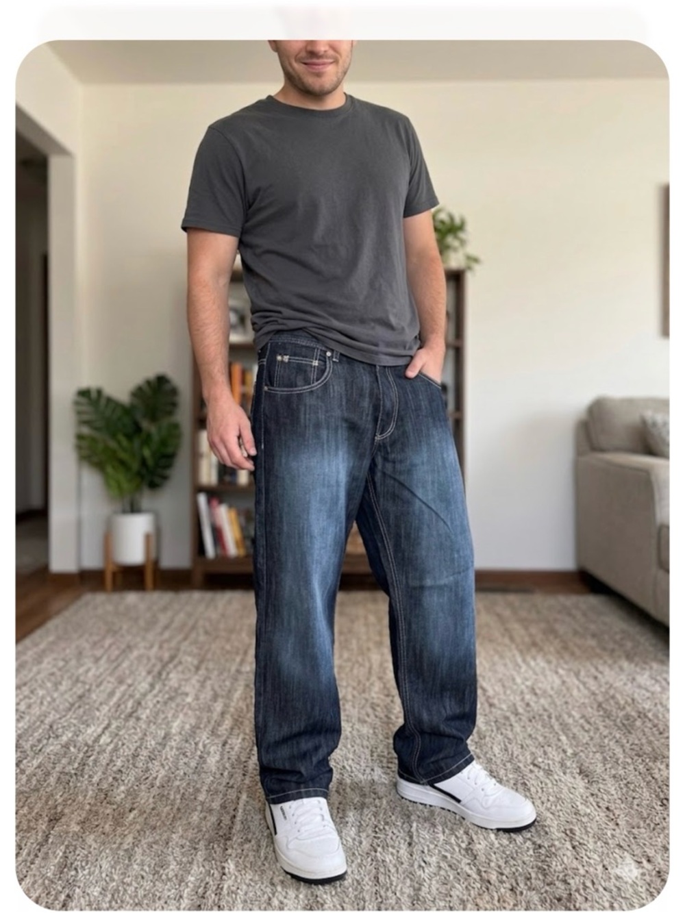 South Pole Men's Relaxed Dark Blue Jeans